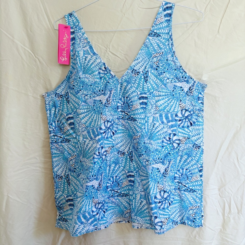 NWT Lilly Pulitzer Amafi Blue by the Seashore Sleeveless Top - Picture 3 of 6